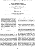 Cover page: Past Experience In?uences Judgment of Pain: Prediction of Sequential Dependencies