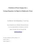 Cover page: Prediction of water seepage into a geologic repository for high-level 
radioactive waste