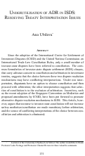 Cover page: Underutilization of ADR in ISDS: Resolving Treaty Interpretation Issues