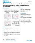 Cover page: Performance of crisis standards of care guidelines in a cohort of critically ill COVID-19 patients in the United States.