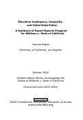 Cover page: Education Inadequacy, Inequality, and Failed State Policy: A Synthesis of Expert Reports Prepared for Williams v. State of California