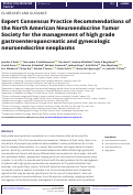 Cover page: Expert Consensus Practice Recommendations of the North American Neuroendocrine Tumor Society for the management of high grade gastroenteropancreatic and gynecologic neuroendocrine neoplasms.