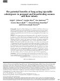 Cover page: The potential benefits of long-acting injectable cabotegravir in pregnant and breastfeeding women and their infants.