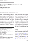 Cover page: Evidence of maternal QTL affecting growth and obesity in adult mice