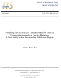 Cover page: Verifying the Accuracy of Land Use Models Used in Transportation and Air Quality: A Case Study in the Sacramento, California Region
