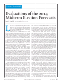 Cover page: Evaluations of the 2014 Midterm Election Forecasts