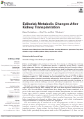 Cover page: Editorial: Metabolic Changes After Kidney Transplantation