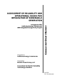 Cover page: Assessment Of Reliability And Operational Issues For Integration Of Renewable Generation