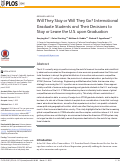 Cover page: Will They Stay or Will They Go? International Graduate Students and Their Decisions to Stay or Leave the U.S. upon Graduation