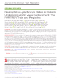 Cover page: Neutrophil‐to‐Lymphocyte Ratios in Patients Undergoing Aortic Valve Replacement: The PARTNER Trials and Registries