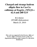 Cover page: Charged and strange hadron elliptic flow in Cu+Cu collisions at sqrt sNN = 62.4 and 200 GeV