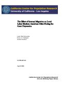 Cover page: The Effect of Internal Migration on Local Labor Markets: American Cities During the Great Depression