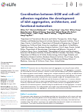 Cover page: Coordination between ECM and cell-cell adhesion regulates the development of islet aggregation, architecture, and functional maturation.