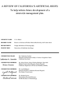 Cover page: A Review of California's Artificial Reefs: To Help Inform Future Development of a Statewide Management Plan.