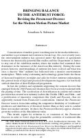 Cover page: Bringing Balance to the Antitrust Force: Revising the Paramount Decrees for the Modern Motion Picture Market