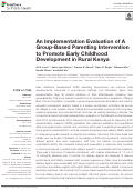 Cover page: An Implementation Evaluation of A Group-Based Parenting Intervention to Promote Early Childhood Development in Rural Kenya