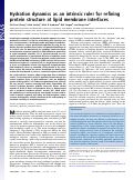 Cover page: Hydration dynamics as an intrinsic ruler for refining protein structure at lipid membrane interfaces