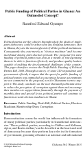 Cover page: Public Funding of Political Parties in Ghana: an Outmoded Conception?