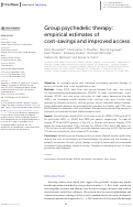 Cover page: Group psychedelic therapy: empirical estimates of cost-savings and improved access.