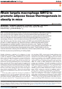 Cover page: Rhein targets macrophage SIRT2 to promote adipose tissue thermogenesis in obesity in mice.