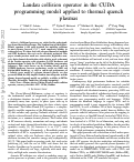 Cover page: Landau collision operator in the CUDA programming model applied to thermal quench plasmas