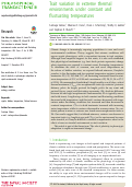 Cover page: Trait variation in extreme thermal environments under constant and fluctuating temperatures.