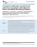 Cover page: In-hospital complications associated with pulmonary vein isolation with adjunctive lesions: the NCDR AFib Ablation Registry