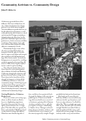 Cover page: Research and Debate -- Community Activism vs. Community Design