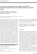 Cover page: Assessment of uncertainties in the response of the African monsoon precipitation to land use change simulated by a regional model