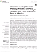 Cover page: Pseudomonas aeruginosa Outer Membrane Vesicles Triggered by Human Mucosal Fluid and Lysozyme Can Prime Host Tissue Surfaces for Bacterial Adhesion