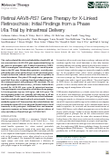 Cover page: Retinal AAV8-RS1 Gene Therapy for X-Linked Retinoschisis: Initial Findings from a Phase I/IIa Trial by Intravitreal Delivery