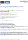 Cover page: The association between reproductive history and abdominal adipose tissue among postmenopausal women: results from the Womens Health Initiative.