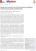 Cover page: Pangenome reconstruction of Lactobacillaceae metabolism predicts species-specific metabolic traits.