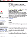 Cover page: Who seeks care after intimate partner violence in Cameroon? sociodemographic differences between a hospital and population sample of women