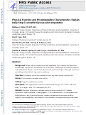 Cover page: Physical Function and Pre-Amputation Characteristics Explain Daily Step Count after Dysvascular Amputation.