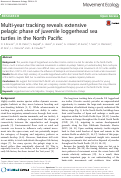 Cover page: Multi-year tracking reveals extensive pelagic phase of juvenile loggerhead sea turtles in the North Pacific.