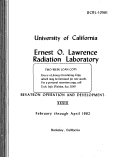 Cover page: BEVATRON OPERATION AND DEVELOPMENT. XXXIII. - February through April 1962