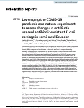 Cover page of Leveraging the COVID-19 pandemic as a natural experiment to assess changes in antibiotic use and antibiotic-resistant E. coli carriage in semi-rural Ecuador.