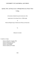 Cover page: Quality, drift, and delay issues in multiple reference frame video coding