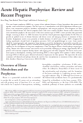 Cover page: Acute Hepatic Porphyrias: Review and Recent Progress.