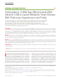 Cover page: Heteroplasmy of Wild-Type Mitochondrial DNA Variants in Mice Causes Metabolic Heart Disease With Pulmonary Hypertension and Frailty