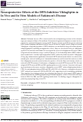 Cover page: Neuroprotective Effects of the DPP4 Inhibitor Vildagliptin in In Vivo and In Vitro Models of Parkinson’s Disease