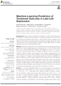 Cover page: Machine Learning Prediction of Treatment Outcome in Late-Life Depression.