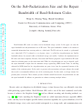 Cover page: A Tradeoff Between the Sub-Packetization Size and the Repair Bandwidth for Reed-Solomon Code