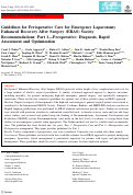 Cover page: Guidelines for Perioperative Care for Emergency Laparotomy Enhanced Recovery After Surgery (ERAS) Society Recommendations: Part 1-Preoperative: Diagnosis, Rapid Assessment and Optimization.
