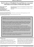 Cover page: The Prevalence of Modifiable Parental Behaviors Associated with Inadvertent Pediatric Medication Ingestions