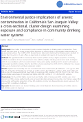 Cover page: Environmental justice implications of arsenic contamination in California¿s San Joaquin Valley: a cross-sectional, cluster-design examining exposure and compliance in community drinking water systems