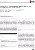 Cover page: Altered Positive Affect in Clinically Anxious Youth: the Role of Social Context and Anxiety Subtype