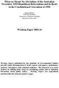 Cover page: When No Means No: The Failure of the Australian 1999 Republican Referendum and its Root in the Constitutional Convention of 1988
