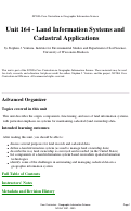 Cover page of Unit 164 - Land Information Systems and Cadastral Applications